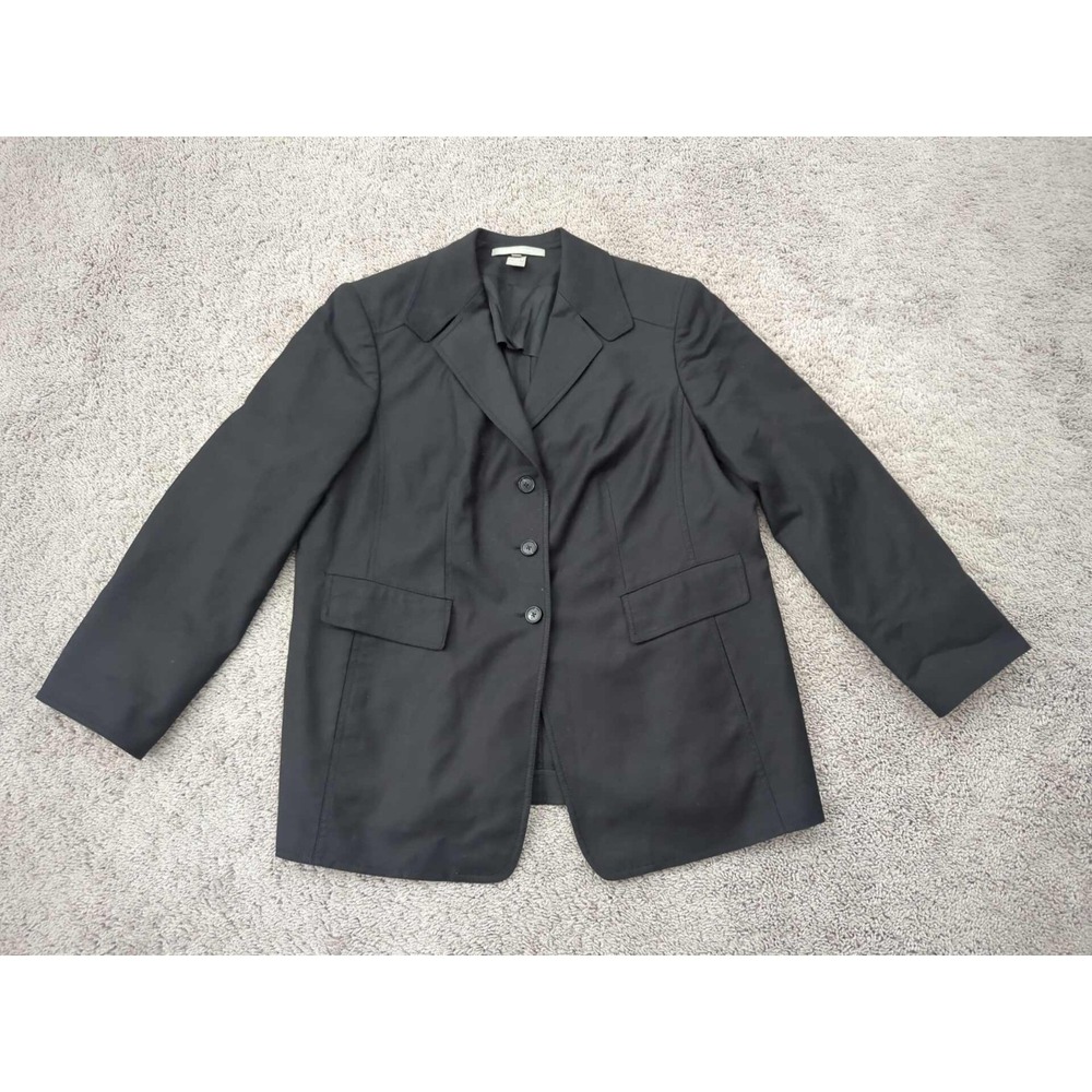 Ellen Tracy Blazer Jacket Womens‎ 16 Black Three Button Front Lined Business